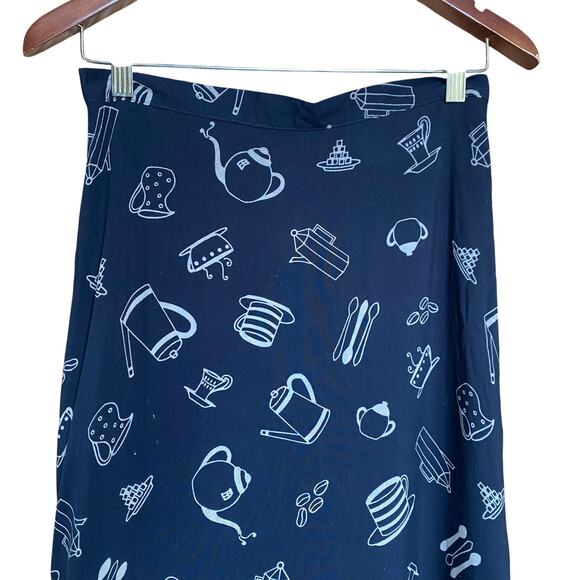 Vintage 90s Christopher & Banks Coffee Print Skirt Black 1998 Small - Picture 2 of 10